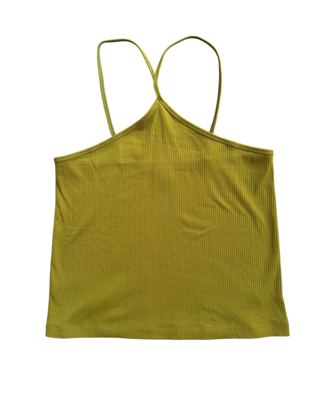 Cabi Olive Green Intersect Ribbed Cross-Strap Halter Tank Top Size Large - Picture 6 of 12